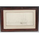 English Marine School (19th century) Spithead, Royal Visit inscribed in ink MS, pencil drawing, 14.
