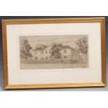 W E Price An English Country House signed, pen and ink drawing, 14.5cm x 30cm