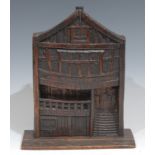 Architectural History - Folk Art - Treen - Historic Buildings - an oak panel, carved with a view