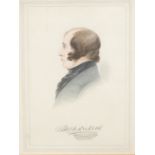 English School (19th century) Portrait of Charles Dickens inscribed, watercolour, 23.5cm x 18cm