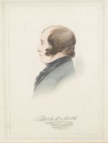 English School (19th century) Portrait of Charles Dickens inscribed, watercolour, 23.5cm x 18cm