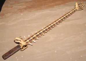 Tribal Art - a Kiribati shark tooth dagger or short sword, 52cm long, former Gilbert Islands,