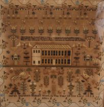 A large George IV needlework sampler, by Sarah Elizabeth Holliner, age 11, 1825, worked in