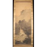 A Chinese scroll, depicting a tree in a landscape, 58cm wide, early 20th century