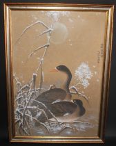 Zhao Xiuhuan (Chinese, Bn.1946) Two Geese signed, inscribed, watercolour and gouache, 69cm x 46cm