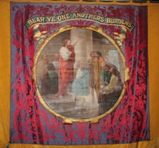 Friendly Society, Trade Union and Masonic Interest - a large early 20th century marching banner,