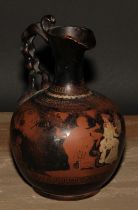 A Grand Tour type Attic red-figure terracotta ewer, after the ancient Greek, 23cm high, 19th/20th