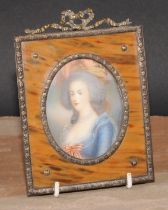 Gerard, a portrait miniature, of an 18th century lady of title, watercolour and gouache on