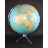 A 19" Phillips' Terrestrial Globe, by George Phillip & Son Ltd, London, 64cm high, chrome horizon