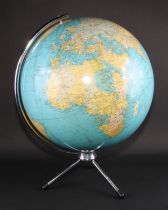 A 19" Phillips' Terrestrial Globe, by George Phillip & Son Ltd, London, 64cm high, chrome horizon