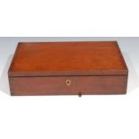 A large 19th century mahogany artist’s box, hinged cover enclosing two fitted lift-out trays