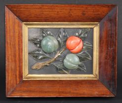 A 19th century rectangular specimen hardstone panel, applied in sample stones with a fruiting