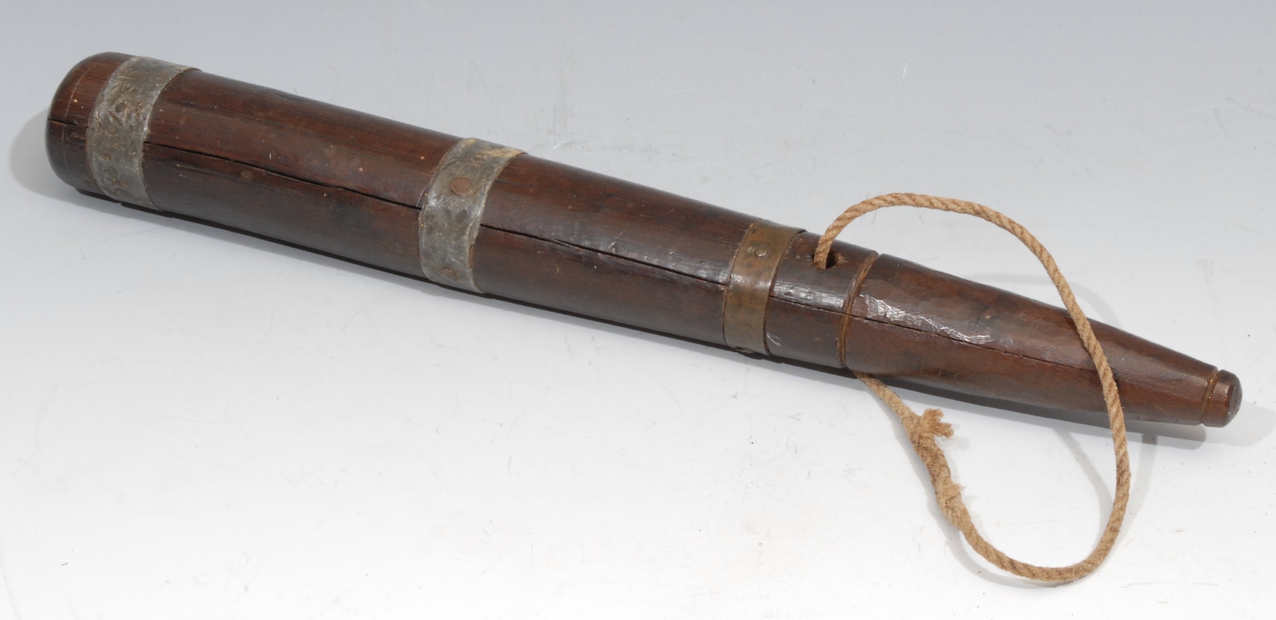 A 19th century hardwood club, possibly worked from a sailor’s fid, bound and weighted with lead - Image 2 of 2