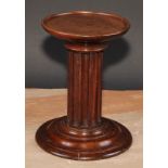 A 19th century mahogany table top columnar display stand or statuary pedestal, dished circular