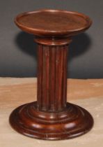 A 19th century mahogany table top columnar display stand or statuary pedestal, dished circular