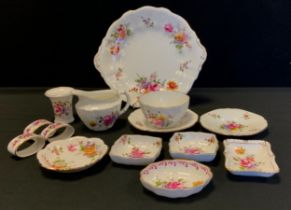 Royal Crown Derby 'Derby Posies' trinket dishes, bud vase, set of three napkin rings, sugar bowl,