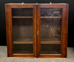 A mahogany Victorian bookcase top; pair of glazed doors with two interior shelves 112cm high x 125cm