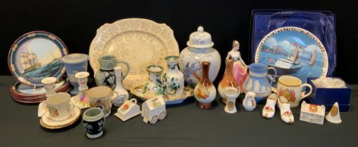 Ceramics - Wedgwood powder blue jasperware, Masons Ironstone, Royal Doulton Grate Ships of Discovery