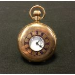 A Vertex 9ct gold cased half hunter pocket watch, white dial, bold Roman numerals, subsidiary