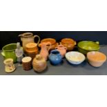 Ceramics - Studio pottery balbus vase, impressed marks unknown,14cm, others; two stoneware lidded
