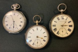 A Victorian silver fusee pocket watch, London 1874; others, Birmingham 1919; Birmingham 1928 (3)