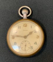 A World War II Grana military pocket watch, numbered to verso G.S.T.P. J.5540