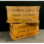 Pair of J.Thornhill and sons Ltd Derbyshire egg packers, great Longstone - 34cm High x 66.5cm wide x