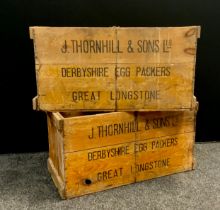 Pair of J.Thornhill and sons Ltd Derbyshire egg packers, great Longstone - 34cm High x 66.5cm wide x