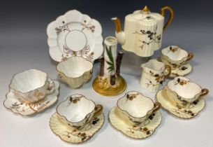 Wileman and Company 'Gold and silver thorns' pattern,no.3846, tea service for four comprised of a