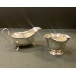 A late Victorian silver quatrefoil sugar bowl, Horace Woodward & Co Ltd, London 1899; silver sauce