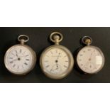 A late 19th century Swiss silver open faced pocket watch, Centre Seconds Chronograph, .800 standard,