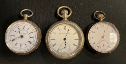 A late 19th century Swiss silver open faced pocket watch, Centre Seconds Chronograph, .800 standard,