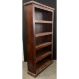 A tall open bookcase shelf unit, five fixed shelves, 180cm high, 96cm wide, 28cm deep.