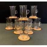 A set of ten Swedish Boda Nova glass coffee cups and stands, designed by Signe Persson Melin, c.