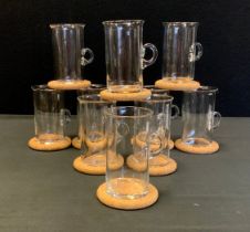 A set of ten Swedish Boda Nova glass coffee cups and stands, designed by Signe Persson Melin, c.