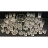 Glass - a set of six cut glass Edinburgh crystal wine glasses, tumblers, rocks glasses and sundae