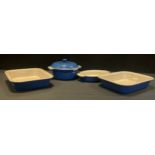 Kitchenalia - a pair of Le Creuset oven dishes, 31cm,another and a lidded cooking pot (4)