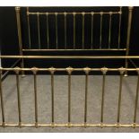 A Victorian style tubular brass double bed, head and foot board, 135 cm high, 195cm wide,