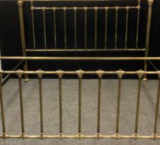 A Victorian style tubular brass double bed, head and foot board, 135 cm high, 195cm wide,