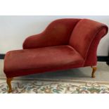 A Contemporary chaise lounge, a daybed marron red, L 90cm,W 142cm, D 65cm