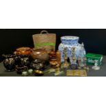 Ceramics- two stoneware pots, brassware, Victorian Tea pot and jugs; etc