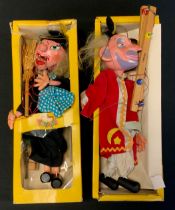 Toys and Juvenilia - two Pelham Puppets, wizard and witch, both boxed (2)