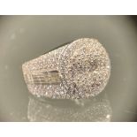 A silver and Cubic Zirconia gentleman's dress ring