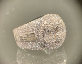 A silver and Cubic Zirconia gentleman's dress ring