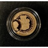 An Elizabeth II gold quarter Sovereign, Tristan de Cunha, 2020, Royal mint, proof case and box