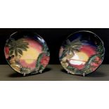 A pair of Moorcroft Birth of Right pattern ltd edition plates, designed by Nicola Slaney & Wendy
