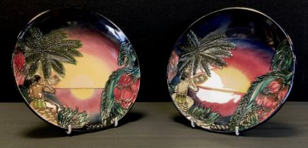 A pair of Moorcroft Birth of Right pattern ltd edition plates, designed by Nicola Slaney & Wendy