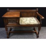 An Old Charm hall seat / telephone table, 74cm high x 93cm wide x 46.5cm deep.