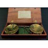 A set of George III travelling scales in fitted case bearing paper label inscribed 'Samuel Meymoll