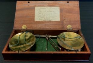A set of George III travelling scales in fitted case bearing paper label inscribed 'Samuel Meymoll